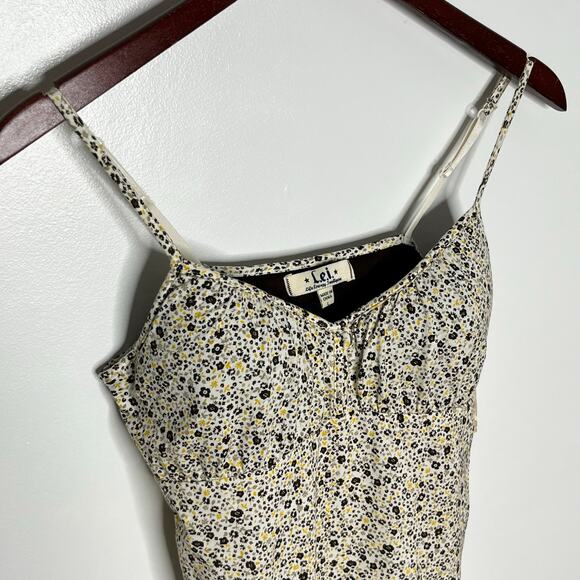 Vintage Lei Y2K Tank Top Women Large Cream Ditsy Floral Coquette Fairy Deadstock - Picture 3 of 10